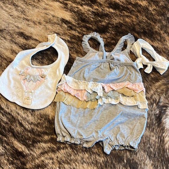 Mudpie outfit/bib/headband set - Picture 2 of 4